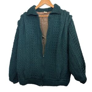 Brannigan Weavers 100% wool zip up knit jacket with intricate details